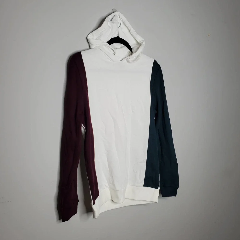 ASOS White Black Colorblock Long Sleeve Pullover Hoodie Sz XS - Picture 2 of 5